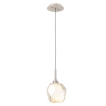 Gem Pendant - Beige Silver / Amber