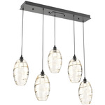 Ellisse Linear Multi Light Pendant - Matte Black / Optic Amber