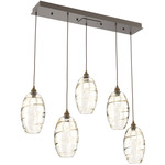 Ellisse Linear Multi Light Pendant - Flat Bronze / Optic Amber