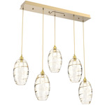 Ellisse Linear Multi Light Pendant - Gilded Brass / Optic Amber