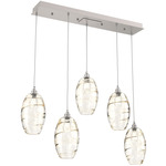 Ellisse Linear Multi Light Pendant - Beige Silver / Optic Amber