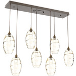 Ellisse Linear Multi Light Pendant - Flat Bronze / Optic Amber