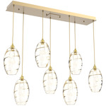 Ellisse Linear Multi Light Pendant - Gilded Brass / Optic Amber