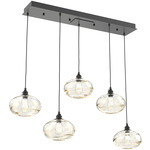 Coppa Linear Multi Light Pendant - Matte Black / Optic Amber