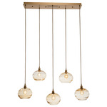 Coppa Linear Multi Light Pendant - Gilded Brass / Optic Amber