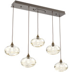 Coppa Linear Multi Light Pendant - Flat Bronze / Optic Amber