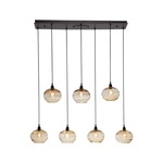 Coppa Linear Multi Light Pendant - Matte Black / Optic Amber