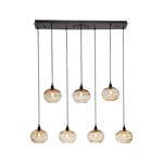 Coppa Linear Multi Light Pendant - Matte Black / Optic Amber