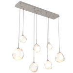 Gem Linear 7-Light Multi Light Pendant - Metallic Beige Silver / Amber