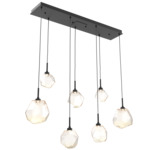 Gem Linear 7-Light Multi Light Pendant - Matte Black / Amber