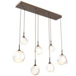 Gem Linear 7-Light Multi Light Pendant - Flat Bronze / Amber