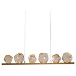 Gem Bezel Linear Pendant - Gilded Brass / Amber