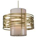 Tempest Double Drum Pendant - Gilded Brass / Frosted Glass
