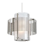 Downtown Mesh Double Drum Pendant - Beige Silver / Frosted Granite
