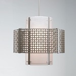 Tweed Double Drum Pendant - Beige Silver / Frosted Granite