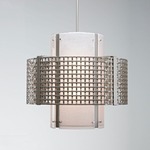 Tweed Double Drum Pendant - Metallic Beige Silver / Frosted Granite