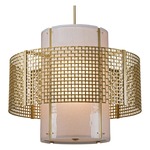 Tweed Double Drum Pendant - Gilded Brass / Frosted Granite