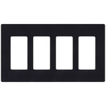 Claro Designer Style 4 Gang Wall Plate - Gloss Black