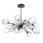 Gem Starburst Oval Chandelier - Matte Black / Clear