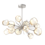 Gem Starburst Oval Chandelier - Metallic Beige Silver / Amber