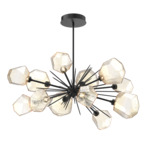 Gem Starburst Oval Chandelier - Matte Black / Amber