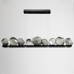 Gem Bezel Linear Pendant - Matte Black / Smoke