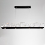 Gem Bezel Linear Pendant - Matte Black / Clear