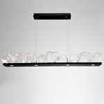 Gem Bezel Linear Pendant - Matte Black / Clear