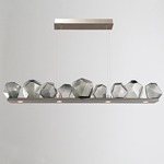 Gem Bezel Linear Pendant - Beige Silver / Smoke