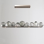 Gem Bezel Linear Pendant - Metallic Beige Silver / Smoke