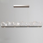 Gem Bezel Linear Pendant - Beige Silver / Clear