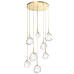 Gem Round Multi Light Pendant - Gilded Brass / Clear