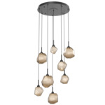 Gem Round Multi Light Pendant - Matte Black / Bronze