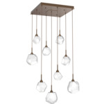 Gem Square Multi Light Pendant - Flat Bronze / Clear