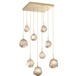 Gem Square Multi Light Pendant - Gilded Brass / Bronze