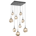 Gem Square Multi Light Pendant - Matte Black / Bronze