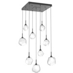 Gem Square Multi Light Pendant - Matte Black / Clear