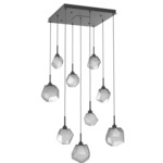 Gem Square Multi Light Pendant - Matte Black / Smoke