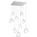 Gem Square Multi Light Pendant - Metallic Beige Silver / Clear