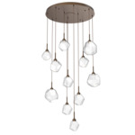 Gem Round Multi Light Pendant - Flat Bronze / Clear