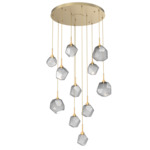 Gem Round Multi Light Pendant - Gilded Brass / Smoke