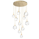 Gem Round Multi Light Pendant - Gilded Brass / Clear