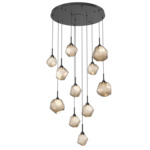 Gem Round Multi Light Pendant - Matte Black / Bronze