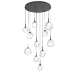 Gem Round Multi Light Pendant - Matte Black / Clear