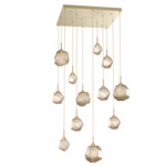 Gem Square Multi Light Pendant - Gilded Brass / Bronze