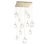 Gem Square Multi Light Pendant - Gilded Brass / Clear