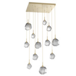 Gem Square Multi Light Pendant - Gilded Brass / Smoke