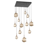 Gem Square Multi Light Pendant - Matte Black / Bronze