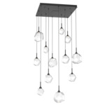 Gem Square Multi Light Pendant - Matte Black / Clear