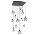 Gem Square Multi Light Pendant - Matte Black / Smoke